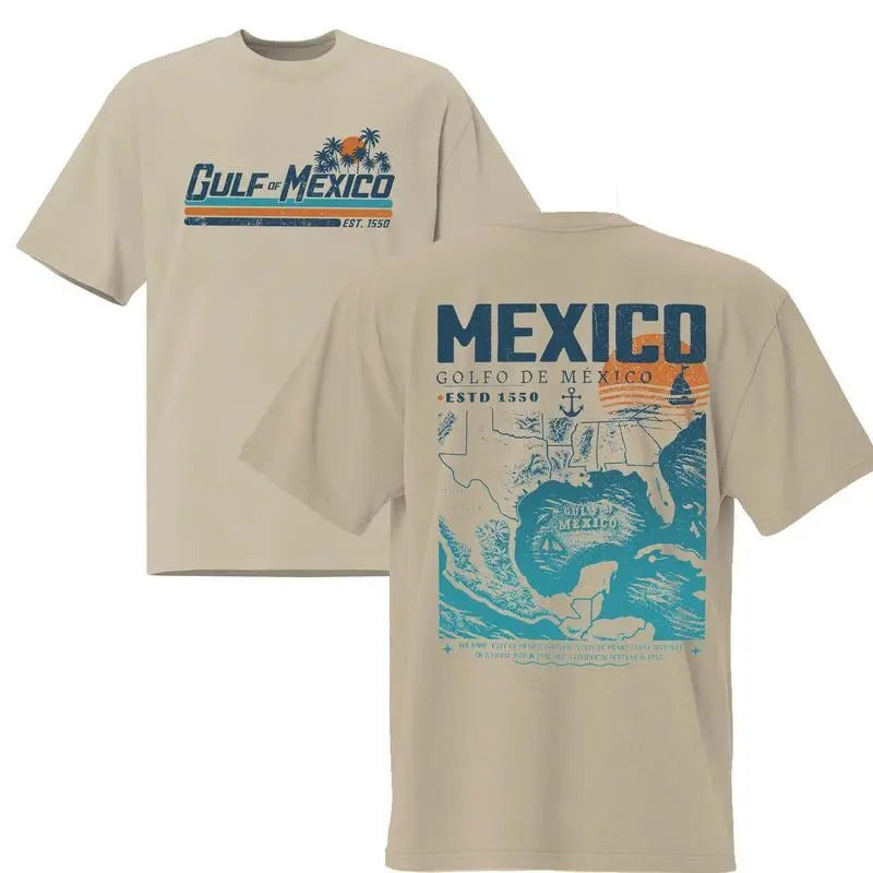 Gulf of Mexico 2-side Shirt, Gulf Retro Coast Shirt Texas Alabama Mississippi Florida Beach Crewneck Mexico Gift for...