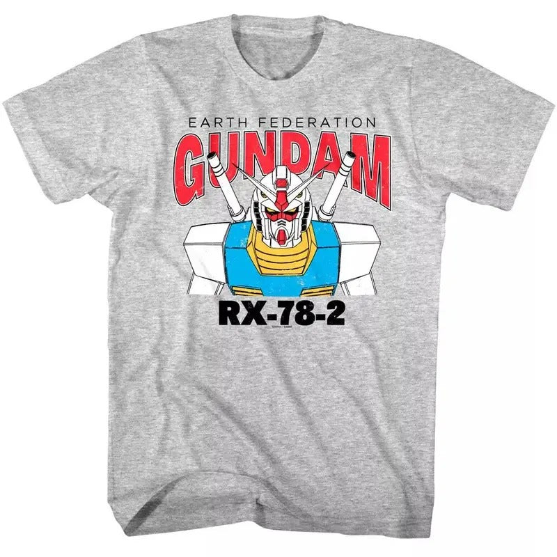 Gundam Earth Federation RX-78-2 Men's Gray T Shirt Japanese Anime Hoodie, Sweatshirt | RetroVerseTees.com