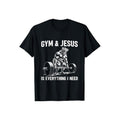 Gym and Jesus Christian Weight Lifting T-Shirt Casual Style Crew Neck Short Sleeve T-Shirt Tops Trendy for Unisex,...