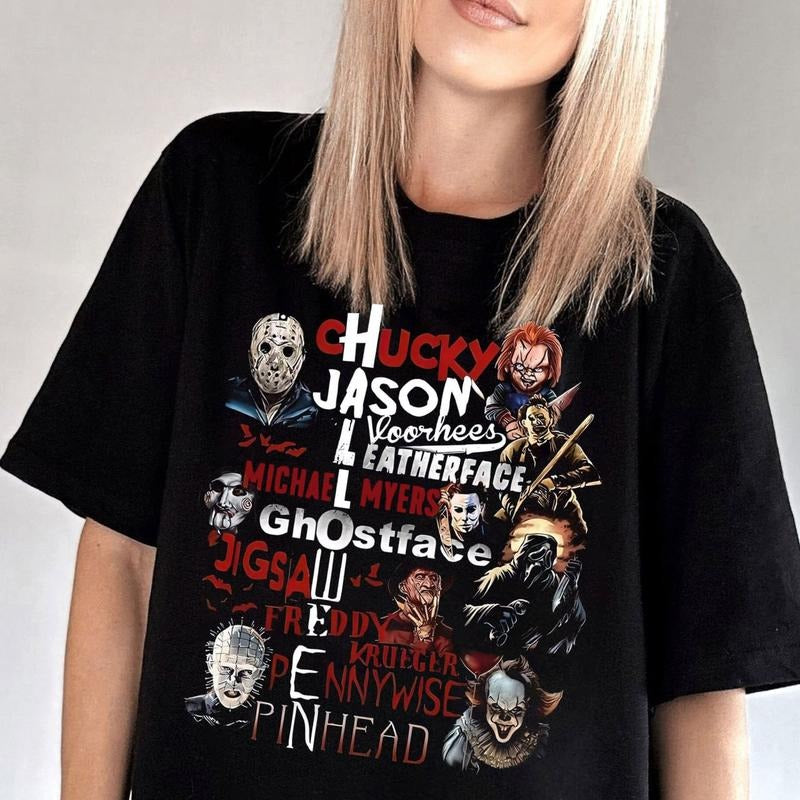 H0rror Characters Shirt, Halloween Horror Characters Shirt Hoodie, Sweatshirt | RetroVerseTees.com