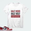 [HALF HOOD HALF HOLY] AJ1 Low OG Chicago Matching Tee Hoodie, Sweatshirt | RetroVerseTees.com