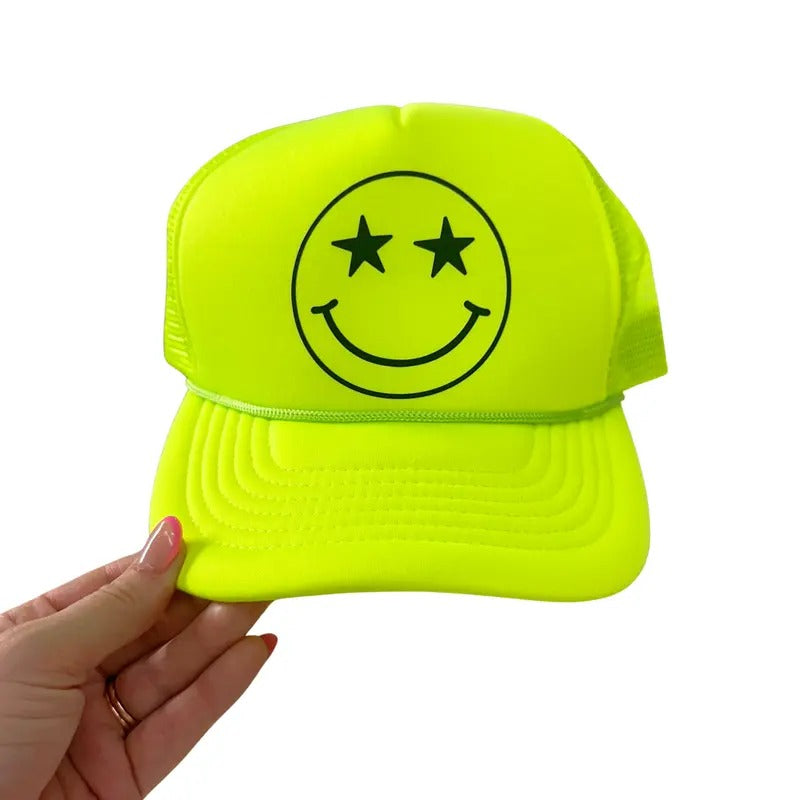 HAT - Starry Eyed Happy Face Foam Mesh Trucker Hat 'NLB' T-Shirts, Hoodie, Sweatshirt | RetroVerseTees.com
