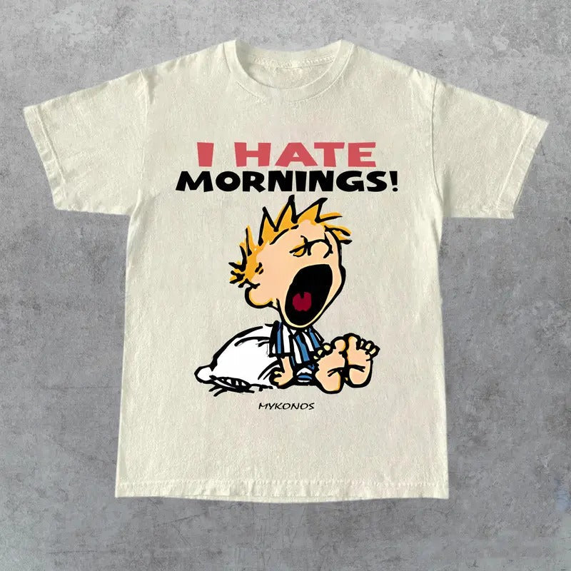 HATE Ornings T Shirt, Gift for Her, Gift for Him, Gift for Friend Hoodie, Sweatshirt | RetroVerseTees.com
