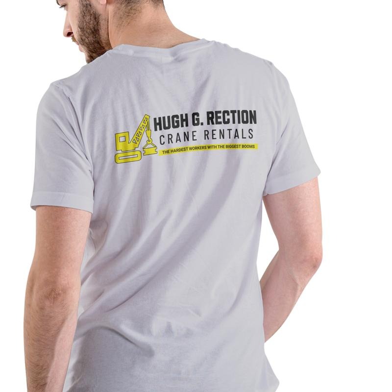 HUGH G RECTION CRANE RENTAL funny T Shirt, Unisex Cotton Hoodie, Sweatshirt | RetroVerseTees.com