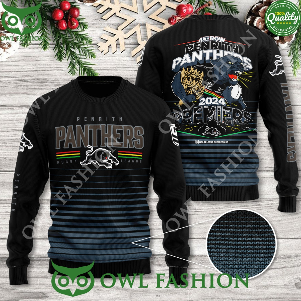 Penrith Panthers Rugby League Logo 2024 3D Ugly Sweater