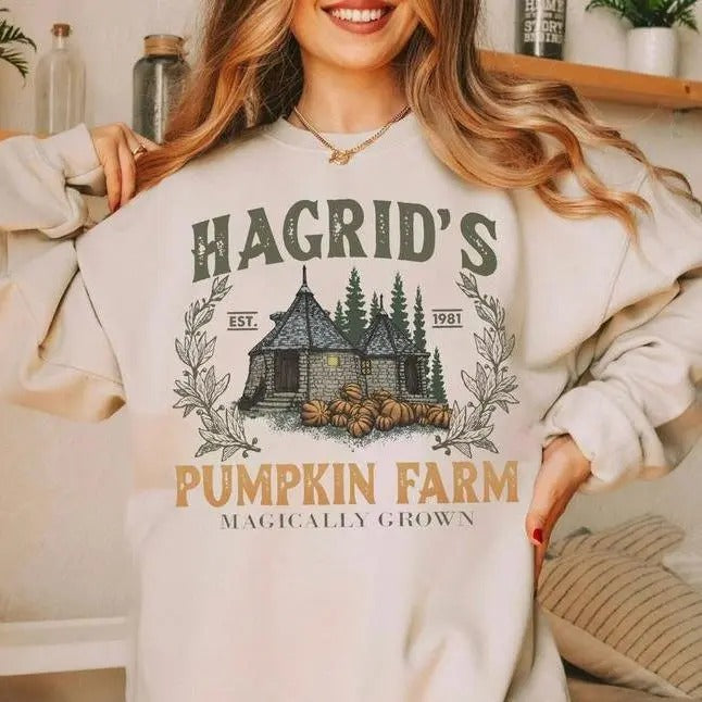 Hagrids Pumpkin Farm Sweatshirt EST 1981, Unisex Classic Cotton Tee with Graphic Print in All Sizes Hoodie