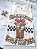 Half Mom Half Coffee Checkered Short Sleeve Graphic Tee Unisex Screen Printed T-Shirt Womenswear Crewneck Casual Tshirt...