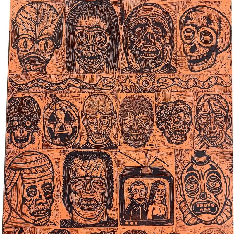 Halloween  Monster Max  Signed Woodcut Print T-Shirts, Hoodie, Sweatshirt | RetroVerseTees.com
