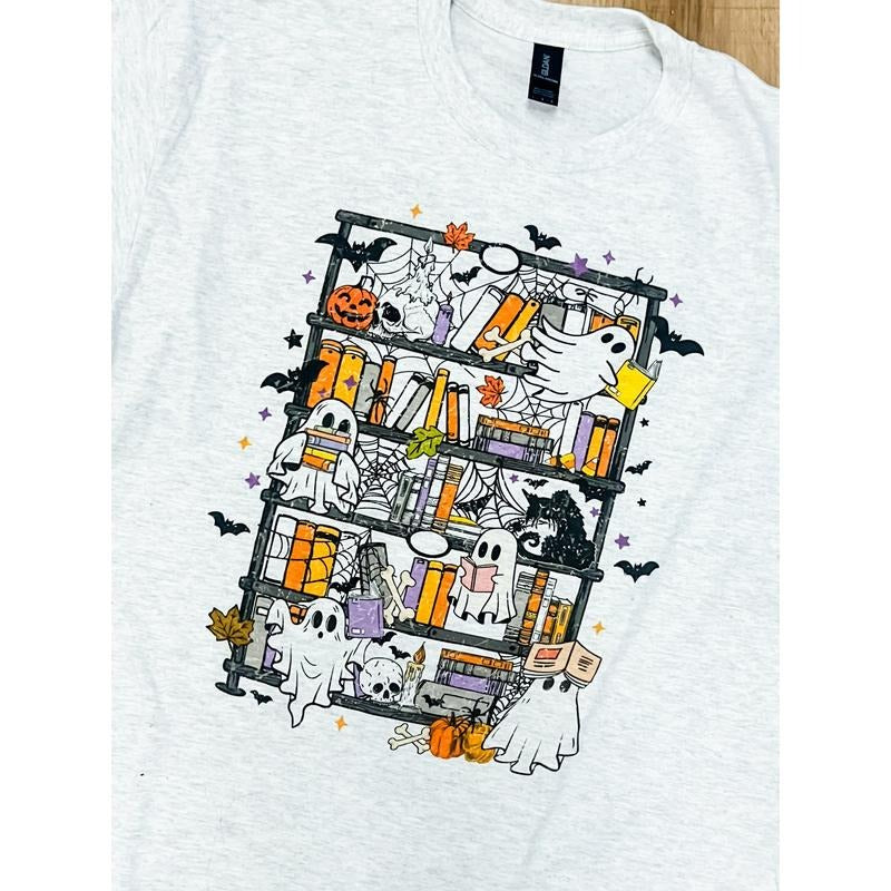 Halloween Bookshelf Graphic Top T-Shirts, Hoodie, Sweatshirt | RetroVerseTees.com