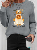 Halloween Casual Stylish Long Sleeve Sweatshirt with Print, 9 Colors Available for Fall & Winter, Fitted Knit Fabric...