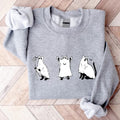 Halloween Cat Sweatshirt, Funny Ghost Halloween Hoodie, Cat Lover Gift Sweater, Spooky Season Long Sleeve. T-Shirts
