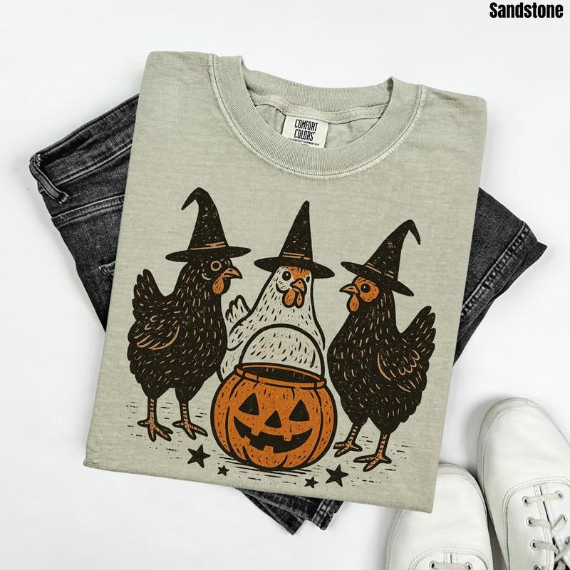 Halloween Chickens Comfort Colors T-Shirt 'NLB' Hoodie, Sweatshirt | RetroVerseTees.com