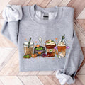 Halloween Coffee Latte Sweatshirt, Fall Coffee Sweater, Pumpkin Halloween Hoodie, Unisex Coffee Lover Gift, Spooky Season...