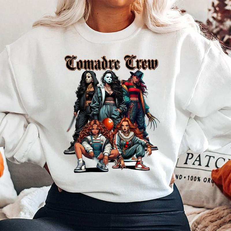 Halloween Comadre Crew Shirt, Halloween Horror Characters Shirt, Halloween Graphic Tee Shirt, Halloween Horror Girls...