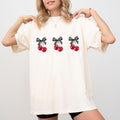 Halloween Coquette Black Bow Cherries Comfort Colors Shirt, Coquette Cherries Graphic Printed Tee, Coquette Black Bows...