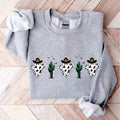 Halloween Cow Sweatshirt, Funny Ghost Halloween Hoodie, Unisex Western Halloween Gift Sweatshirt, Matching Cowboy...