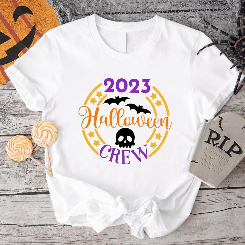 Halloween Crew 2023 T-Shirt, Matching Family Halloween Party Shirt, Unisex Spooky Season Tee, Friends Group Vibes Tee...