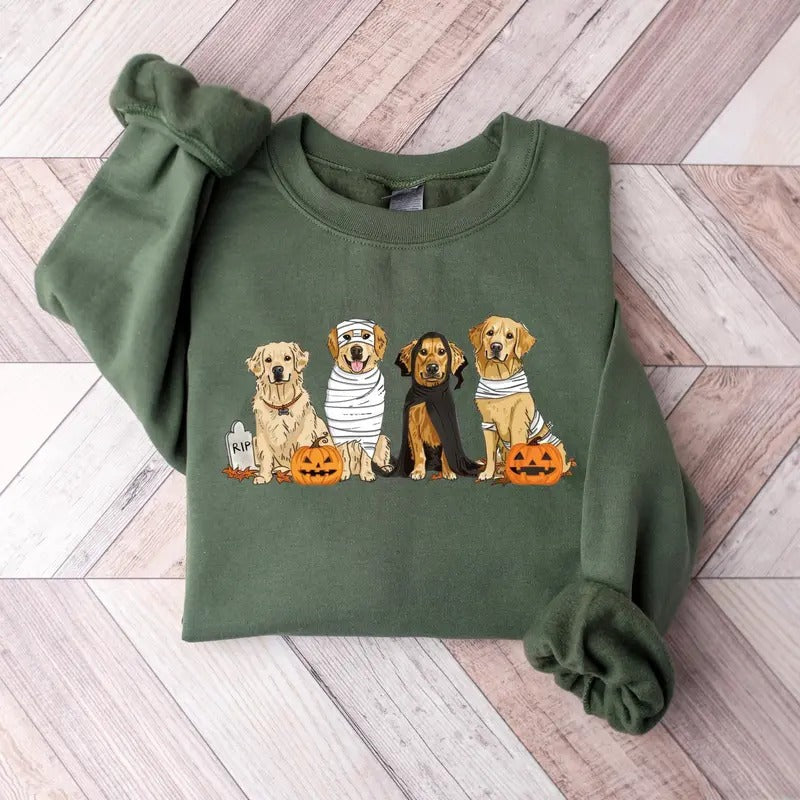 Halloween Dog Sweatshirt, Golden Retriever Ghost Dogs sweatshirt, Halloween Sweatshirt, Halloween Sweater, Ghost...