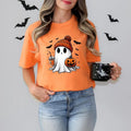 Halloween Ghost Shirt, Cute Halloween Shirt, Halloween Women's Shirt, Spooky Season Shirt, Trick or Treat Cotton Crewneck...