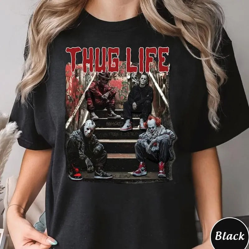 Halloween Horror Characters THUG LIFE Shirt Hoodie, Sweatshirt | RetroVerseTees.com