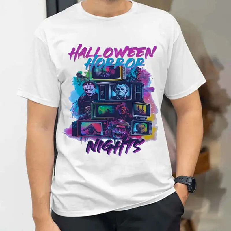 Halloween Horror Nights Graphics Tee , Universal Horror shirt, Halloween Horror Characters T-shirt for men and women...