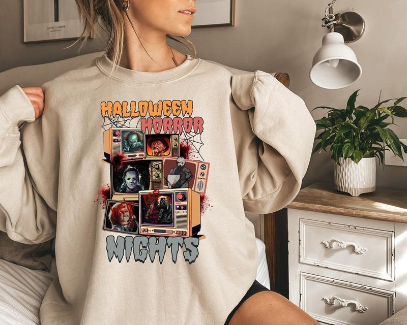 Halloween Horror Nights Sweatshirt, Horror Movie Characters Sweater, Horror Movie Shirt Hoodie | RetroVerseTees.com