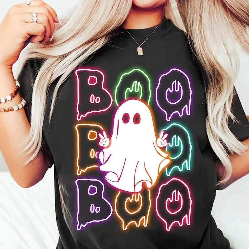 Halloween Neon Shirt, Halloween Ghost Neon Sweatshirt, Halloween Pumpkin Shirt, Spooky Season Sweatshirt, Boujee Ghost,...