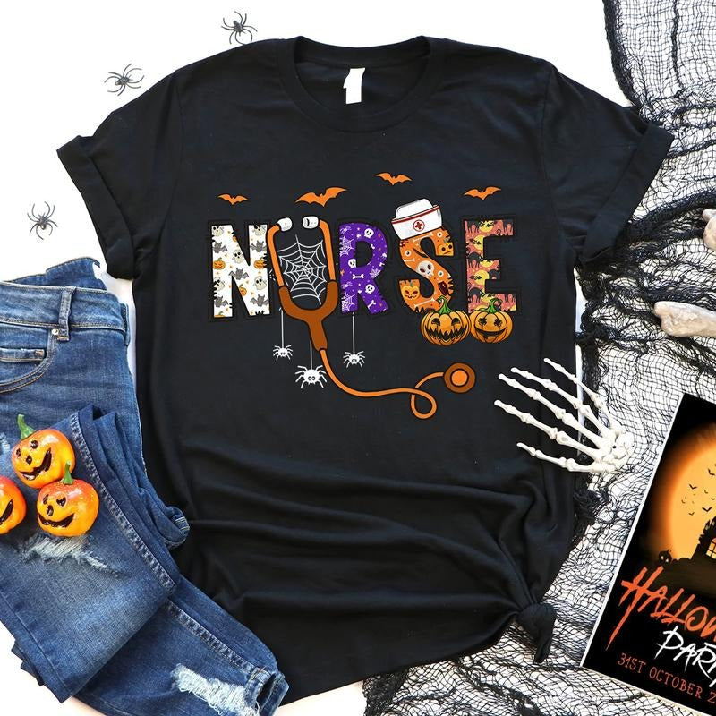 Halloween Nurse Shirt, Spooky RN T-shirt, Nursing Halloween Sweatshirt, Halloween Gift for Nurse Hoodie | RetroVerseTees.com
