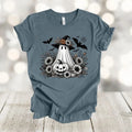 Halloween Shirt, Ghost With Flowers Pumpkin And Bats, Floral Spooky, Premium Unisex Shirt Hoodie, Sweatshirt