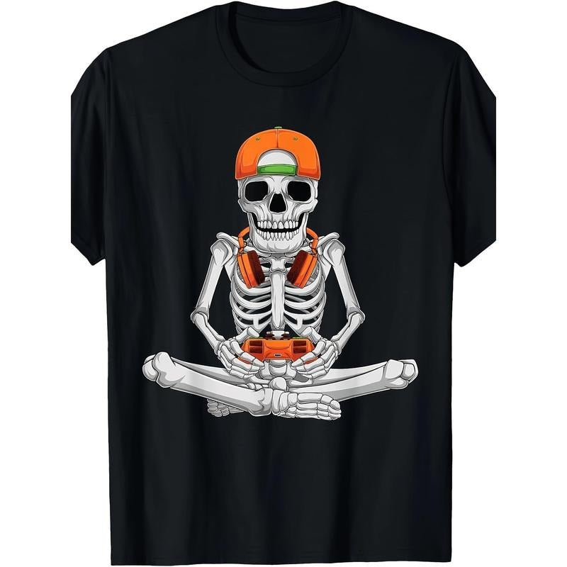 Halloween Skeleton Gamer Video Game T-shirt made in usa Hoodie, Sweatshirt | RetroVerseTees.com