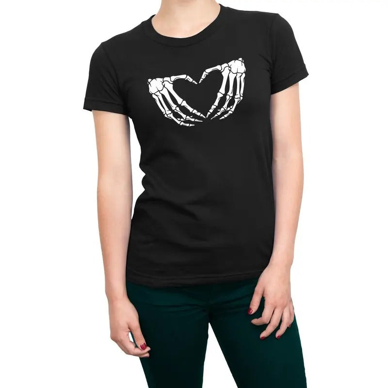 Halloween Skeleton Hand Heart Women's T-Shirt Casual Comfort Hoodie, Sweatshirt | RetroVerseTees.com