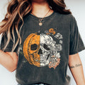 Halloween Skellie Jack O Lantern Shirt - Unisex Casual 100% Ring-Spun Cotton T-Shirt for Women, Relaxed Fit,...