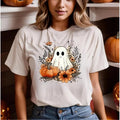 Halloween T-Shirt DRG, Cute Ghost T-Shirt DRG, Halloween Pumpkin T-Shirt DRG, Flower Ghost Tee, Halloween Party Tee...