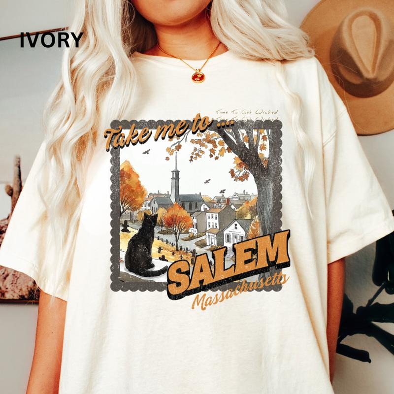 Halloween Take Me to Salem Shirt Unisex Relaxed Fit Printed in USA Casual Comfort Cotton Top Athletic Boho Chic All...