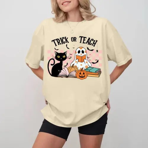 Halloween Teacher T-Shirt, Gift For Fan, Gift For Her, Gift For Him Fabric Spandex Hoodie, Sweatshirt | RetroVerseTees.com
