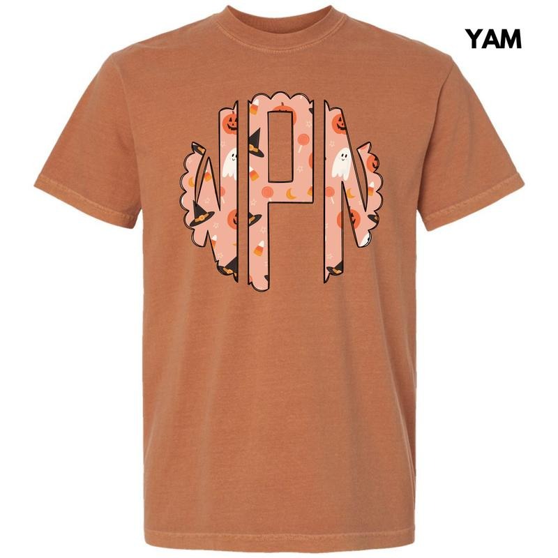 Halloween Things Monogram Comfort Colors T-Shirt 'NLB' Hoodie, Sweatshirt | RetroVerseTees.com