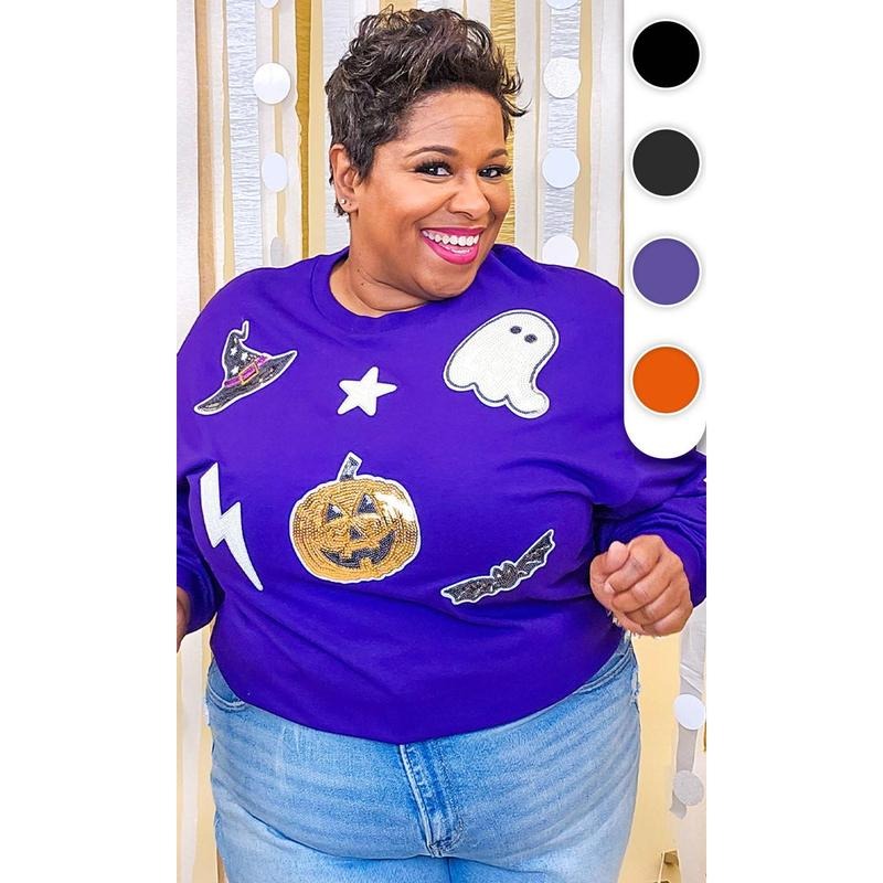 Halloween Things Sequin Graphic Long Sleeve T-Shirt Hoodie, Sweatshirt | RetroVerseTees.com