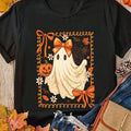 Halloween Women'WB shield Bow Ghost Pumpkin Flower Graphic Tee, FALL VIBES Cute Fashion Casual T-Shirt Round Neck Short...