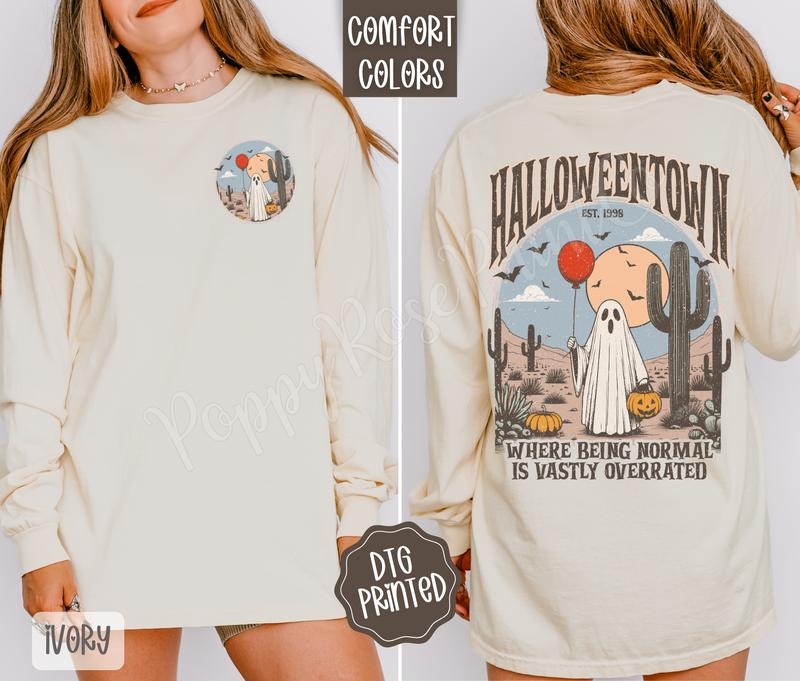 Halloweentown Comfort Colors Long Sleeve T-Shirt, Cute Women's Autumn Tee Hoodie, Sweatshirt | RetroVerseTees.com