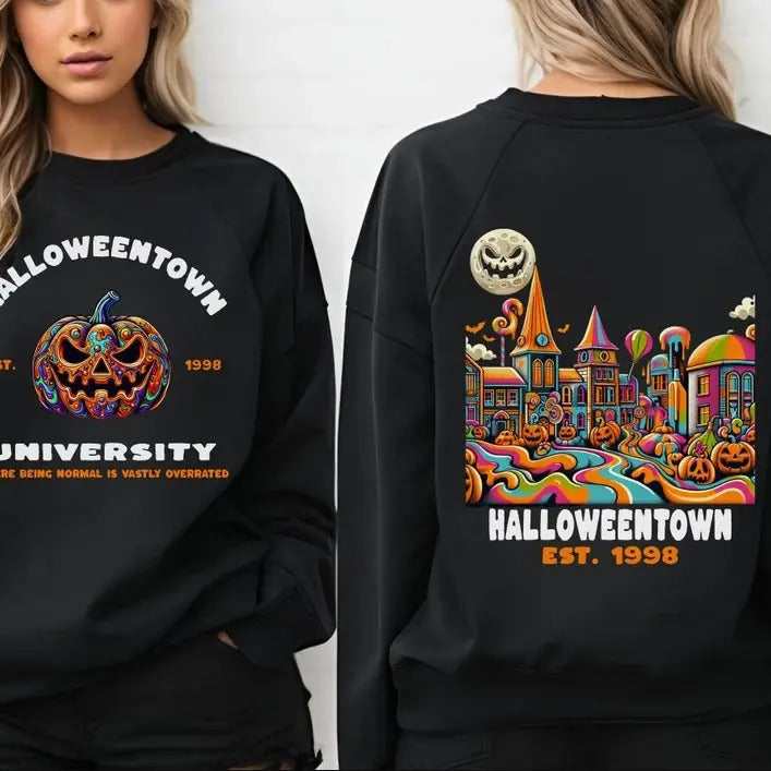 Halloweentown Est 1998 Sweatshirt Cute Fall Vintage Retro Halloween Spooky Doodles Gift, Full Color, Classic Fashion, Tee...