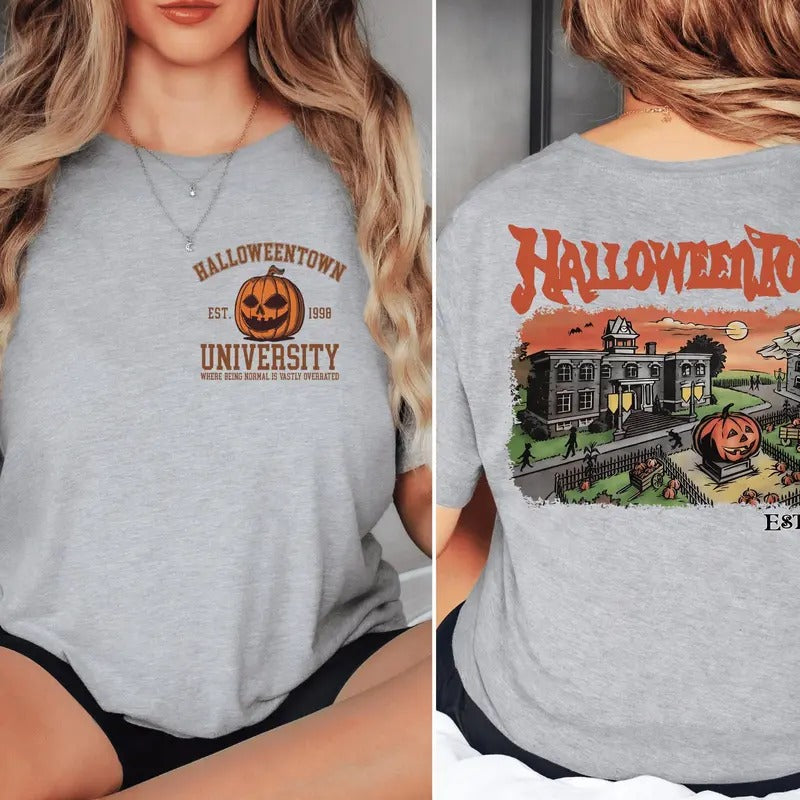 Halloweentown University Halloween Fall Shirt, Halloweentown Est 1998 Back and Front Sweatshirt, Retro Halloween Town...