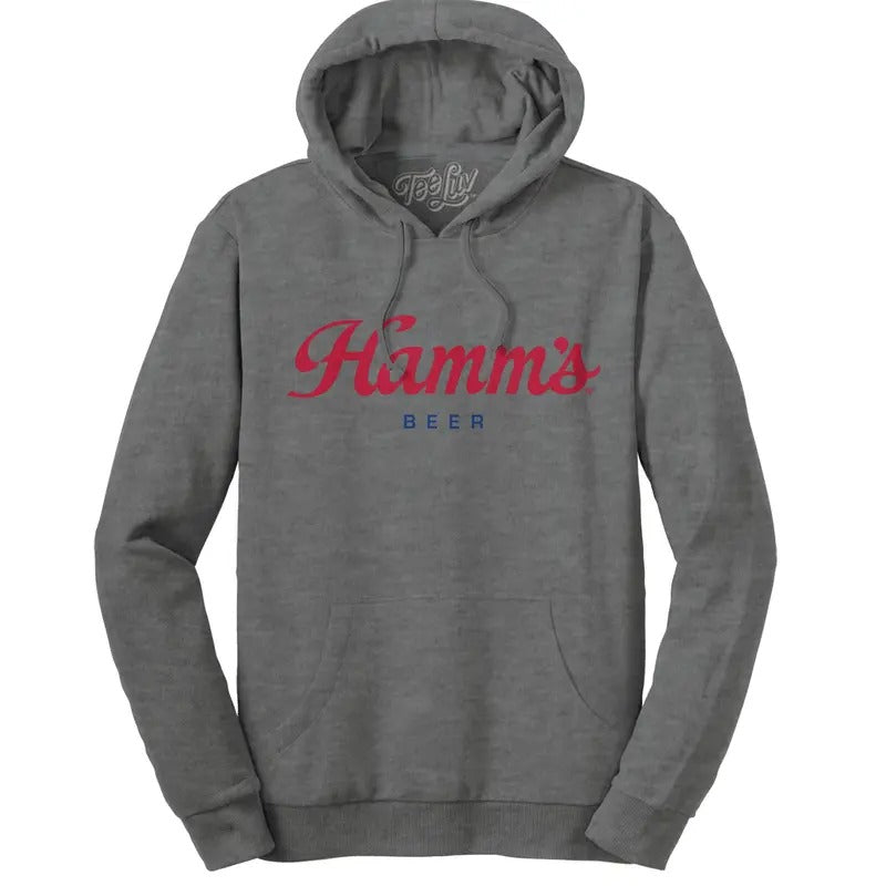 Hamm's Beer Logo Hooded Sweatshirt - Oxford Gray T-Shirts, Hoodie | RetroVerseTees.com