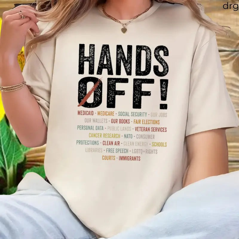 Hands Off Protest T-Shirt, Political Activism Tee, Environmental Rights T-Shirt, Save Public Lands, Medicare, Social...