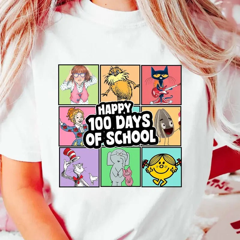 Happy 100 Days of School Children's Books Shirt, Back To School Shirt, Preschool Shirt, 100 Days Celebration Shirt,...