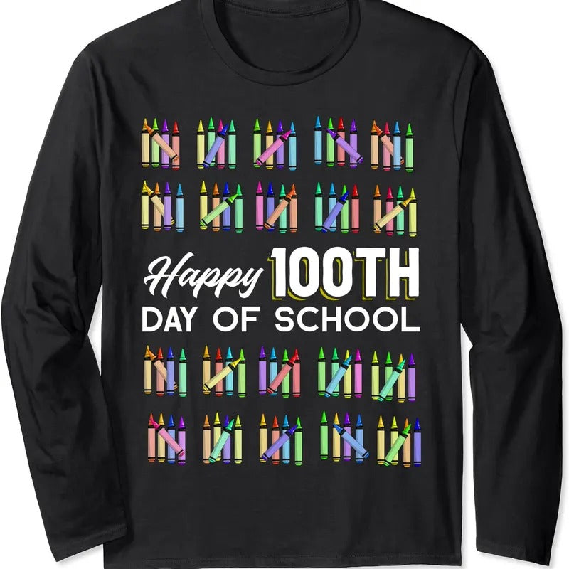 Happy 100th Day Of School Student Gift 100 Days Of School Long Sleeve T-Shirt Hoodie, Sweatshirt | RetroVerseTees.com