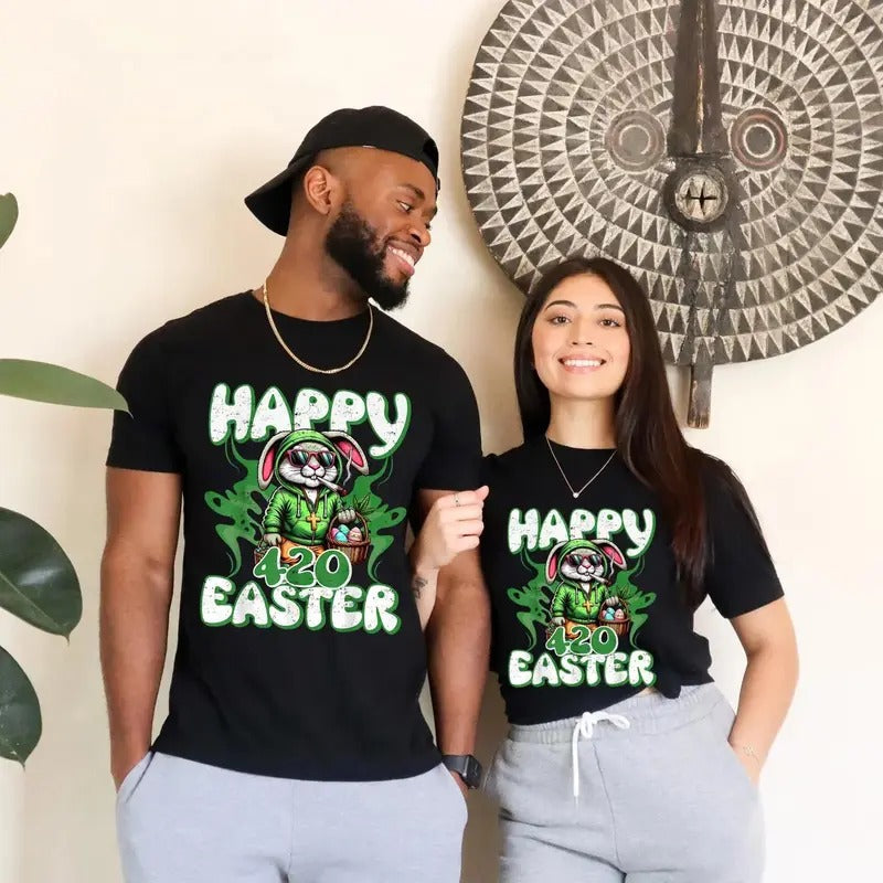 Happy 420 Easter Shirt, Happy 420 Easter Funny Smoking Easter Bunny Men T-Shirt Hoodie, Sweatshirt | RetroVerseTees.com