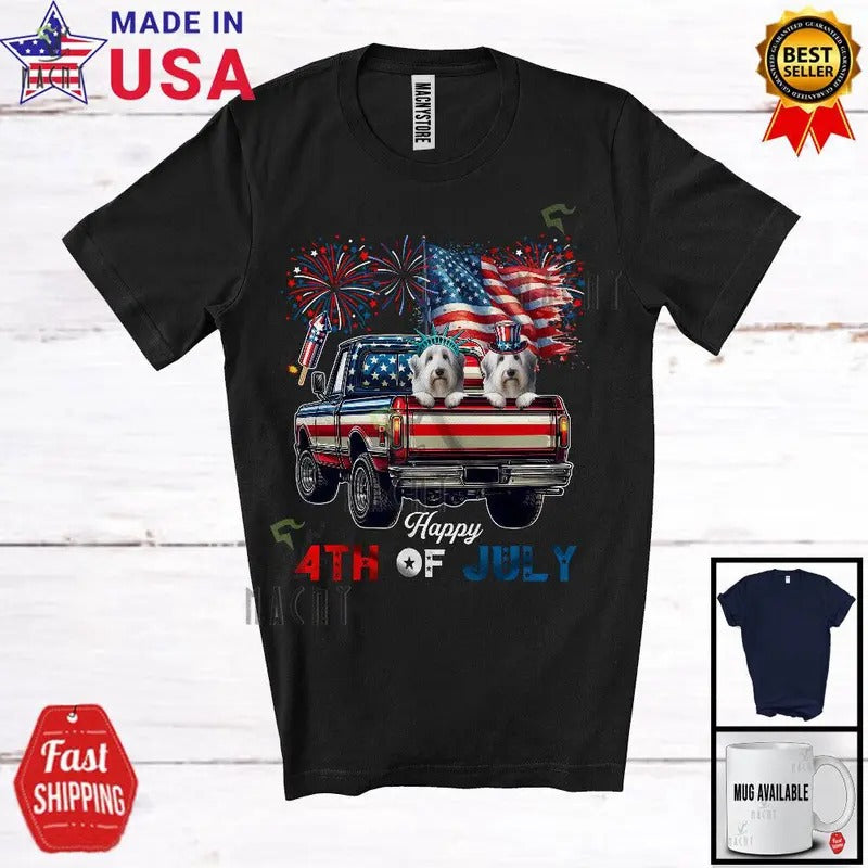 Happy 4th FOG July, Lovely Two Bearded Collie Pocket monsters Pickup, USA Flag Patriotic Shirt Hoodie, Sweatshirt