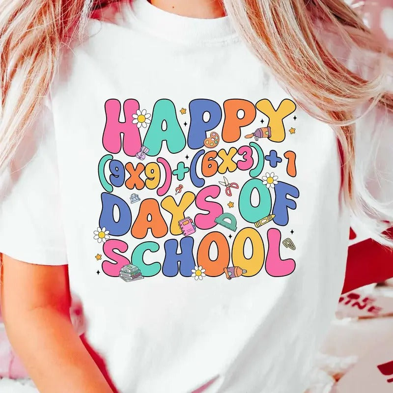 Happy 9x9 6x3 1 Days Of School Shirt, 100 Days Of School Shirt, 100 Days Smarter, Teacher Student Tee, Celebrate 100 Days...