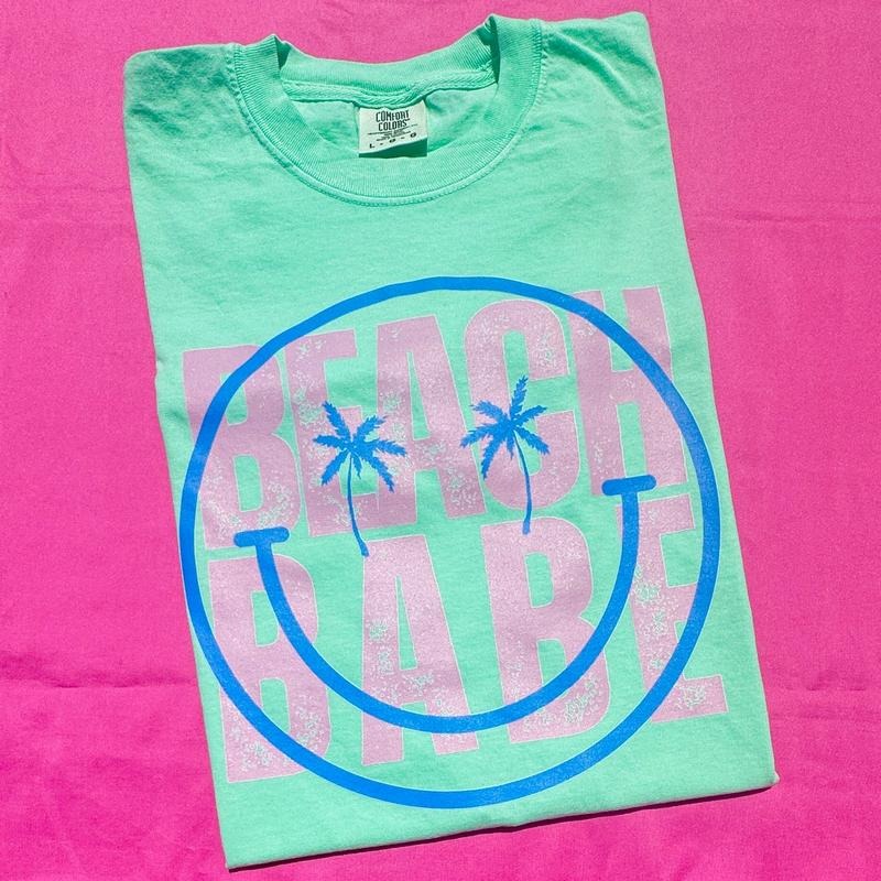 Happy Beach Babe Comfort Colors T-Shirt 'NLB' Hoodie, Sweatshirt | RetroVerseTees.com