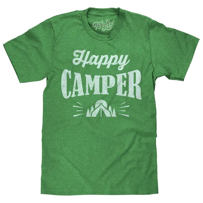 Happy Camper T-Shirt - Green Hoodie, Sweatshirt | RetroVerseTees.com
